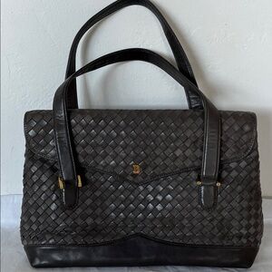 Bally Woven Leather Tote Bag in Gray-Brown